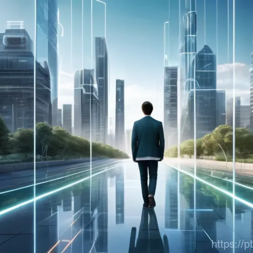 UX 라이팅과 정보 아키텍처의 연관성 - **Prompt 1: The Digital Architect's Vision**
"A bright and futuristic digital interface, seen fr...