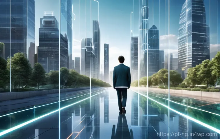 UX 라이팅과 정보 아키텍처의 연관성 - **Prompt 1: The Digital Architect's Vision**
"A bright and futuristic digital interface, seen fr...