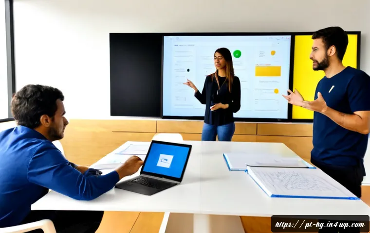 UX 라이팅의 중요성 인식  기업 내 교육 방안 - Photorealistic corporate UX writing training workshop in a modern São Paulo office, diverse Brazilia...
